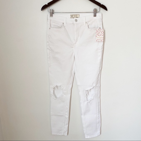 NWT Free People White Busted Knee Skinny Jeans - Picture 14 of 16